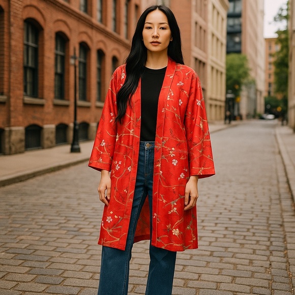 Solitaire Open Front Microsuede Duster Size L - Picture 1 of 7